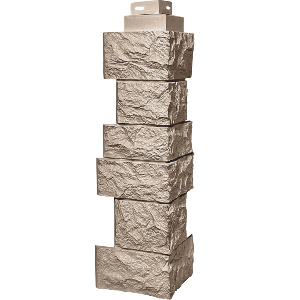 Цокольный сайдинг FineBer – Серия “Дикий камень”, Угол наружный, Песочный...  купить в Перми