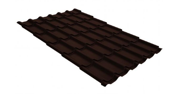 Металлочерепица классик GL 0,5 GreenCoat Pural Matt RR 887 шоколадно-коричневый (RAL 8017 шоколад) купить в Перми