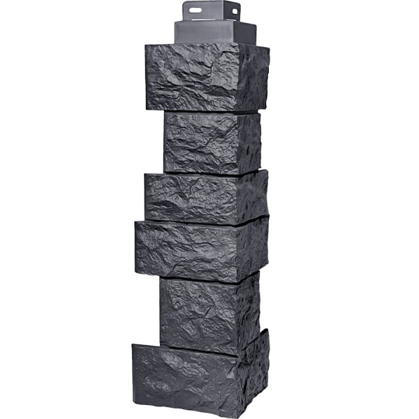 Цокольный сайдинг FineBer – Серия “Дикий камень”, Угол наружный, Асфальт купить в Перми