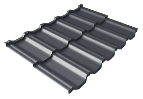 Металлочерепица модульная Квинта Uno Grand Line c 3D резом 0,5 Satin Мatt RAL 7024 мокрый асфальт купить в Перми