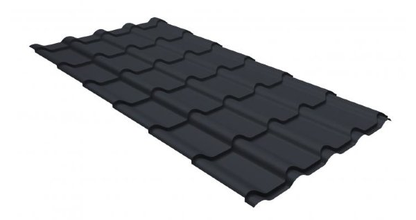 Металлочерепица камея GL 0,5 GreenCoat Pural matt RR 23 темно-серый (RAL 7024 мокрый асфальт) купить в Перми