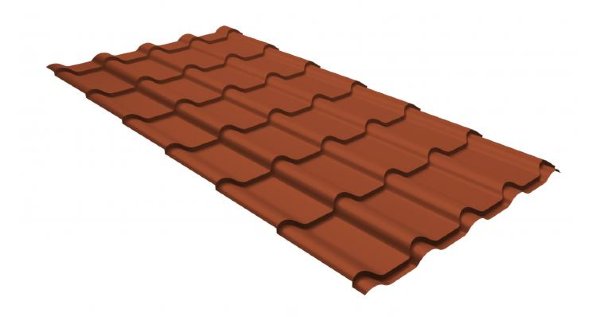 Металлочерепица камея GL 0,5 GreenCoat Pural RR 750 кирпично-красный (RAL 8004 терракота) купить в Перми