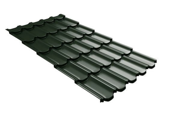 Металлочерепица квинта плюс с 3D резом 0,5 GreenСoat Pural Matt RR 11 темно-зеленый (RAL 6020 хромовая зелень) купить в Перми