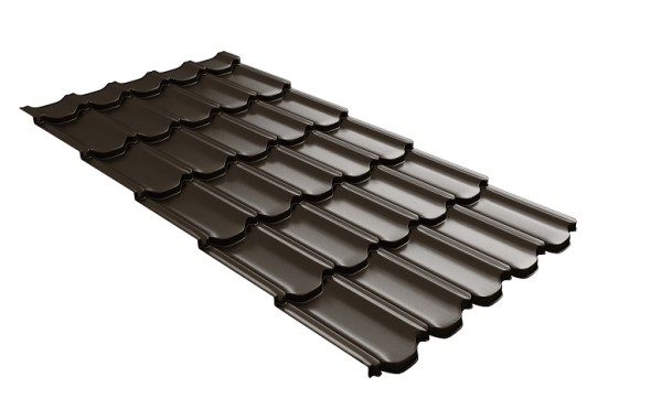 Металлочерепица квинта плюс с 3D резом 0,5 GreenСoat Pural Matt RR 32 темно-коричневый (RAL 8019 серо-коричневый) купить в Перми
