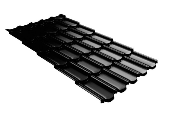Металлочерепица квинта плюс с 3D резом 0,5 GreenСoat Pural Matt RR 33 черный (RAL 9005 черный) купить в Перми