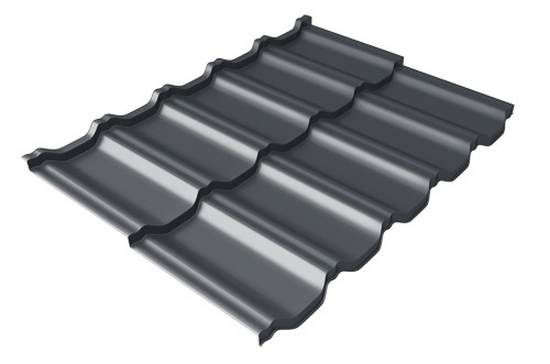 Металлочерепица модульная Квинта Uno Grand Line c 3D резом 0,45 PE RAL 7024 мокрый асфальт купить в Перми