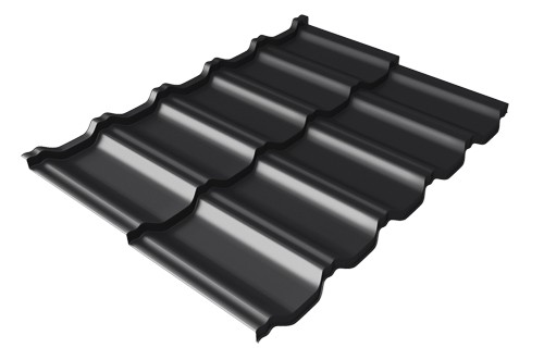Металлочерепица модульная Квинта Uno Grand Line c 3D резом 0,5 Satin Мatt RAL 9005 черный купить в Перми