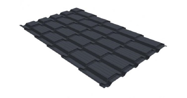 Металлочерепица GL квадро профи 0,5 GreenCoat Pural RR 23 темно-серый (RAL 7024) мокрый асфальт купить в Перми