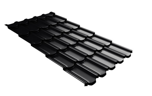 Металлочерепица квинта плюс с 3D резом 0,5 Satin RAL 9005 черный купить в Перми