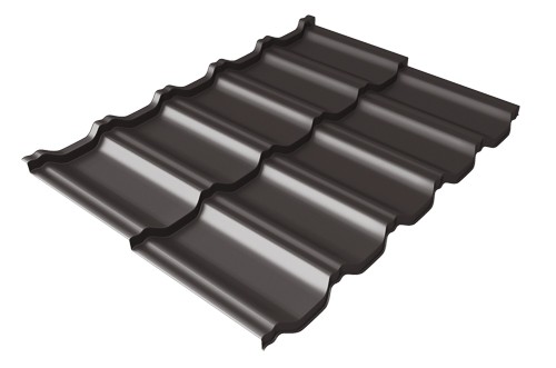 Металлочерепица модульная Квинта Uno Grand Line c 3D резом 0,5 Satin RR 32 темно-коричневый купить в Перми