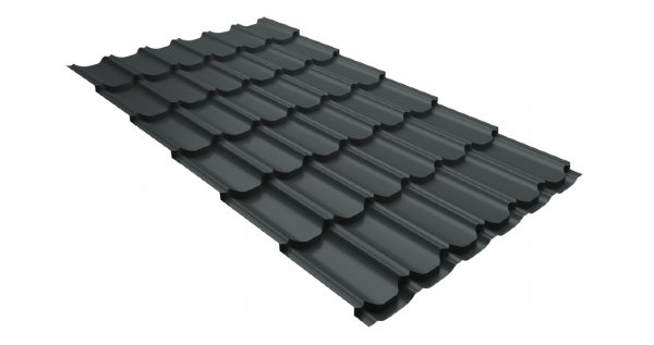 Металлочерепица квинта плюс 0,5 GreenCoat Pural Matt RR 23 темно-серый (RAL 7024 мокрый асфальт) купить в Перми