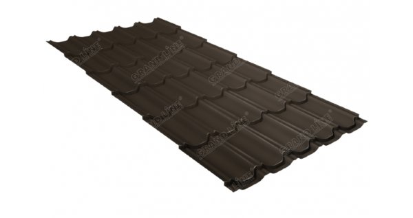Металлочерепица квинта плюс 0,5 GreenCoat Pural Matt RR 32 темно-коричневый (RAL 8019 серо-коричневый) купить в Перми